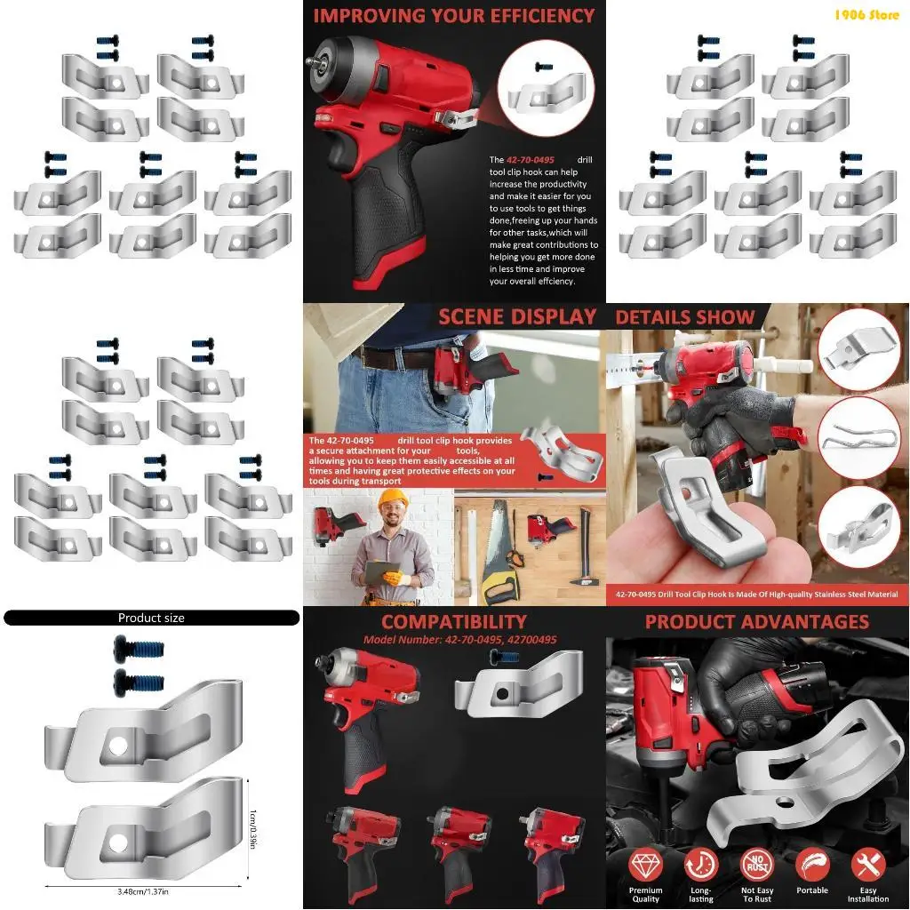 

U1JB Metal Replacement Belt Hook Clip 42-70-0495 for 2552-20 2553-20 2554-20 2555-20