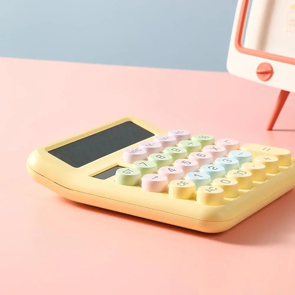 Business Calculator Typewriter Style Calculator with Lcd Display Round Office Calculator Cute 12-digit for Everyday Use Sound