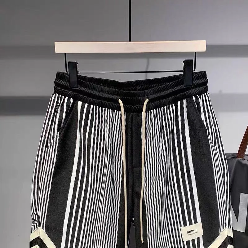 Shorts For Men Beach Man Short Pants Stripe With Vintage Fashion Pack Novelty In Baggy Dry Fit Korean Style Elastic Summer