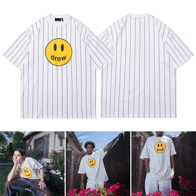 

Drew House Premium Quality Unisex Couple's High-Street Striped American Oversized Short-Sleeve T-Shirt Fashion Brand ins