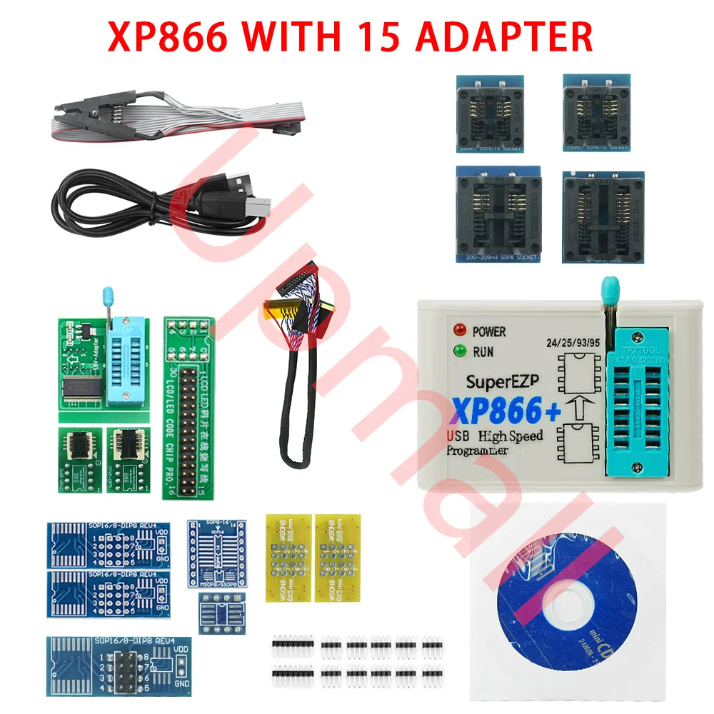 100% Original CH554T XP866 USB SPI Programmer +15 Standard Adapter Support 24 25 93 95 EEPROM Flash Bios Newest of EZP2019