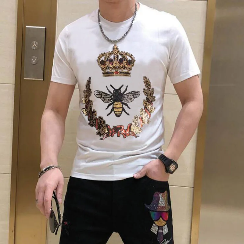 

Men Fashion Pullovers Men Summer Fashion Drop Shipping Designer Rhinestone T-shirt