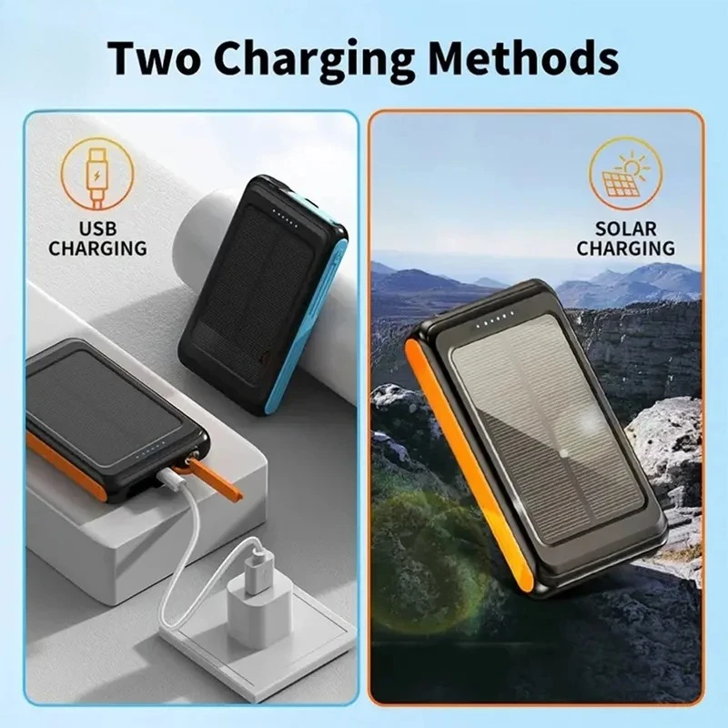 5000mAh Wireless Magnetic Solar Power Bank 20W Fast Charging with Flashlight External Backup Battery for IPhone Samsung