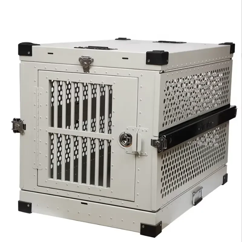 Direct Customized Large Aviation Aluminum Dog Transport Cage Foldable Thickened Ventilation Dog Cage