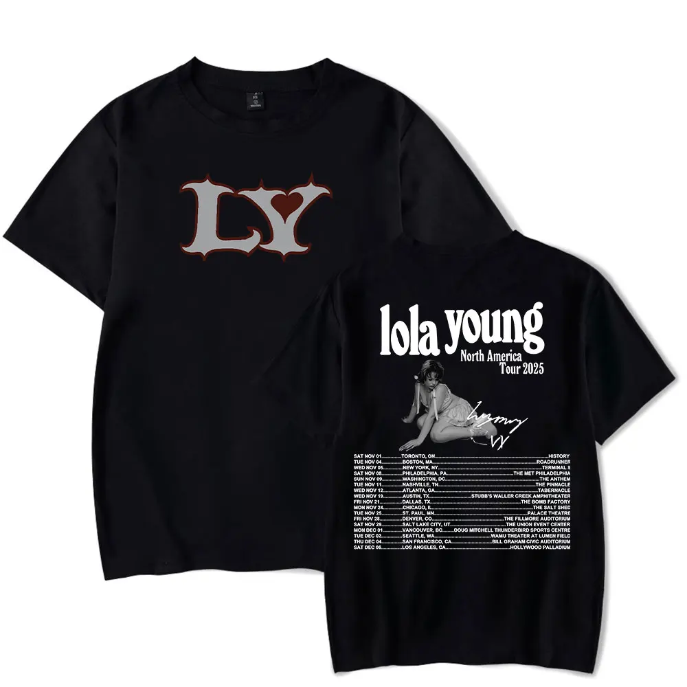 Lola Young North America Tour 2025 Camisetas Merch Moda unisex Camisetas de manga corta Camisetas con cuello redondo