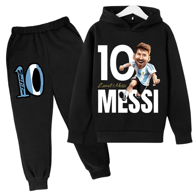 Children's Clothing Children's Hoodie Suit Sweatshirt Pants 2-piece Set Universal for Boys and Girls Messi Printe Girl Clothes