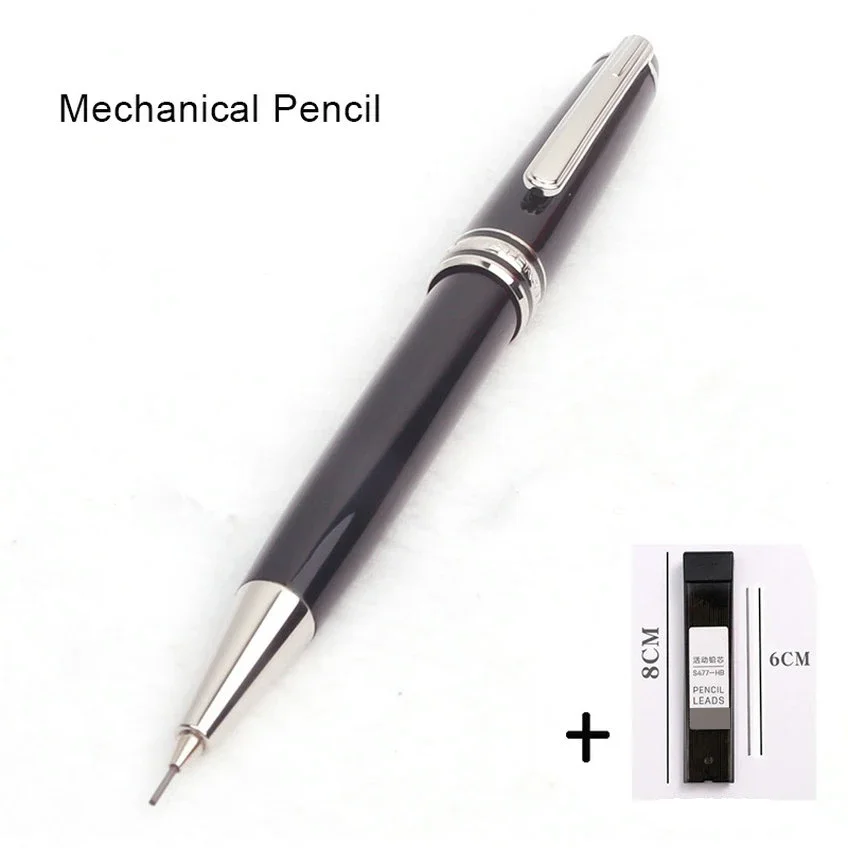 High Quality MB 163 Automatic Mechanical Pencils Set Luxury Black Resin Pencil Office School Stationery with A Box Refill