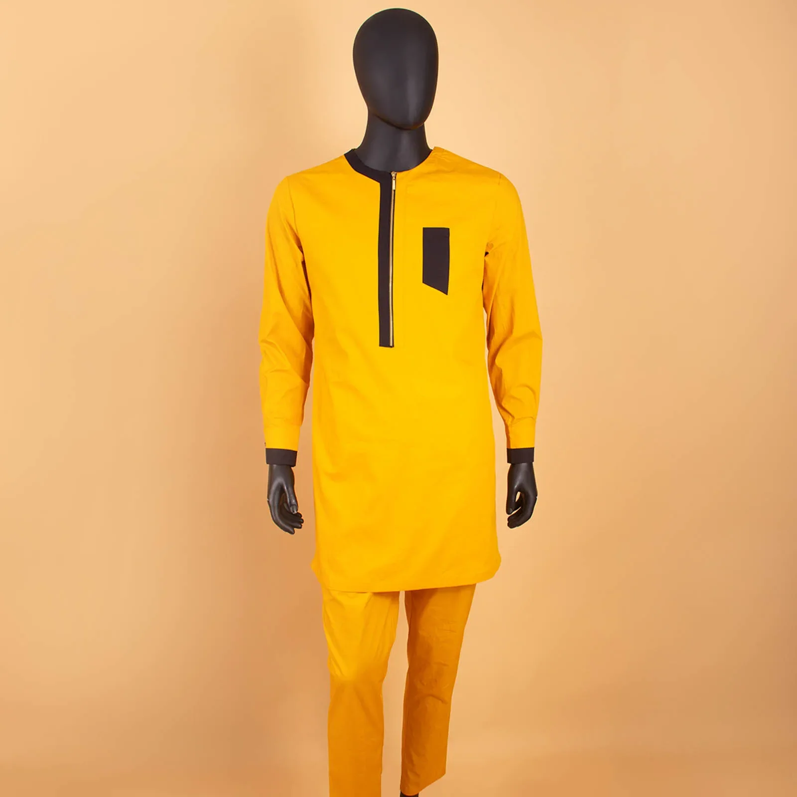 African Clothes for Men Zip Shirts and Ankara Pants 2 Piece Set Dashiki Outfits Tribal Tracksuit Bazin Riche Outfits A2216073