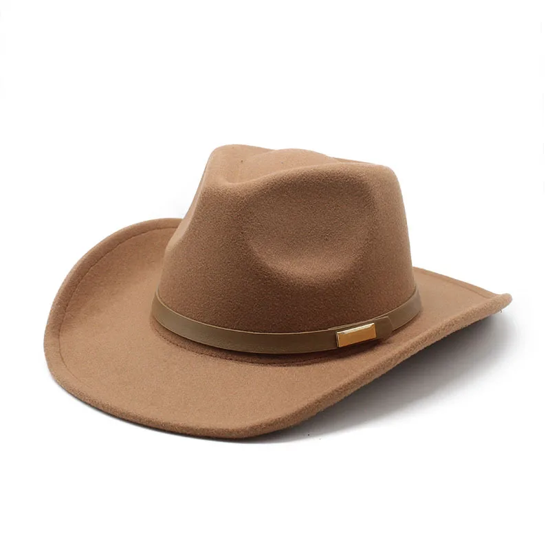 New Woolen Western Denim Top Hat Fedora Hat Ethnic Style Fashion Cap Men And Women Couples Cap