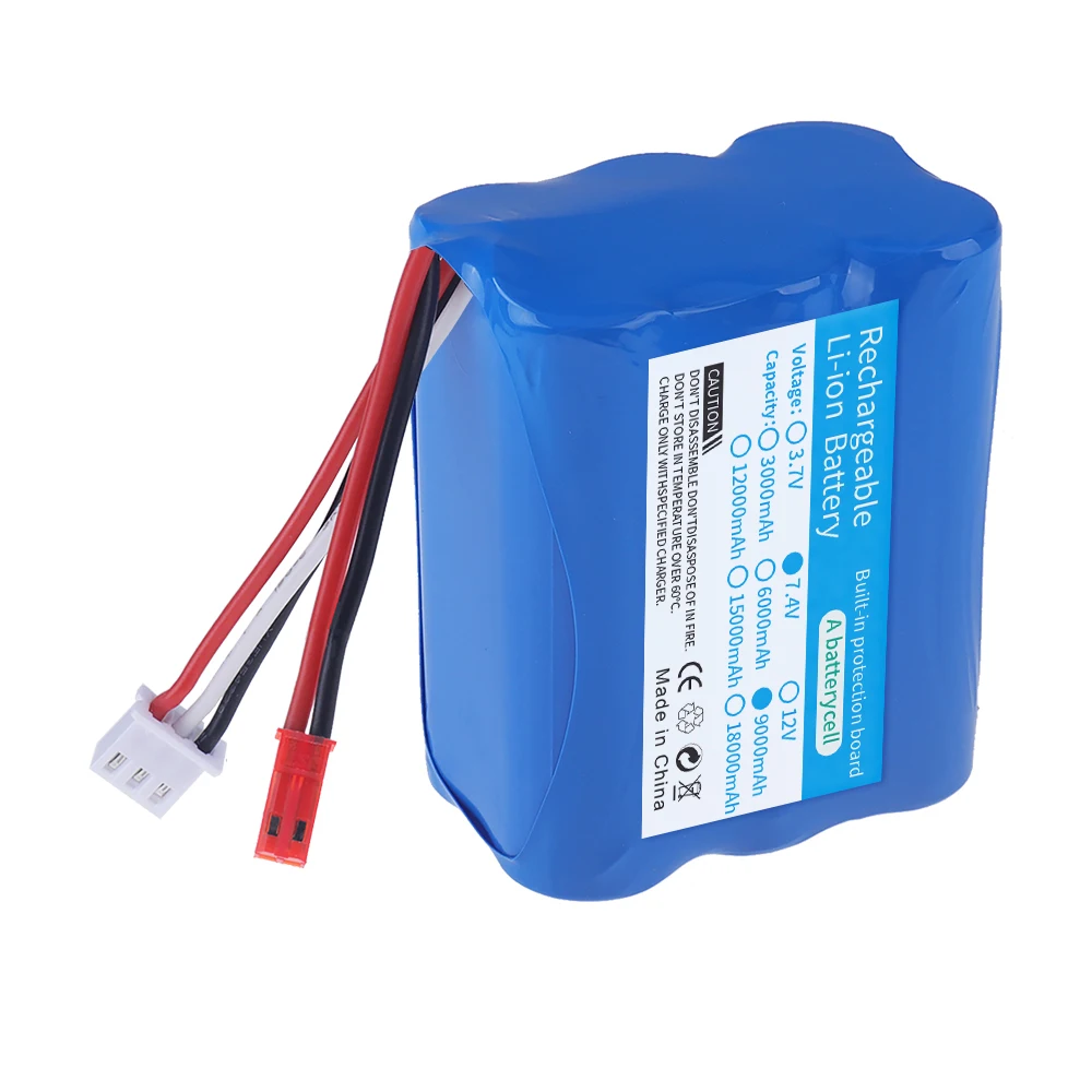 Batería recargable de 7,4 V y 9000mAh con enchufe JST, cargador de 7,4 v, baterías de iones de litio para coche de carreras todoterreno teledirigido