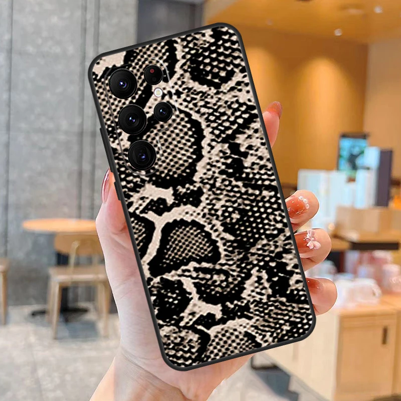 Snake Skin Print Phone Case For Samsung Galaxy S25 S24 S23 S22 S20 S21 Ultra S9 S10 Plus S25 FE Back Cover