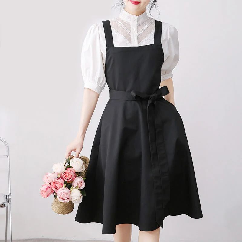 Adjustable Cross Back Home Kitchen Florist Work Apron Skirt Style Flower Coffee Shop Baking Overalls Bib Baking Cooking Smock