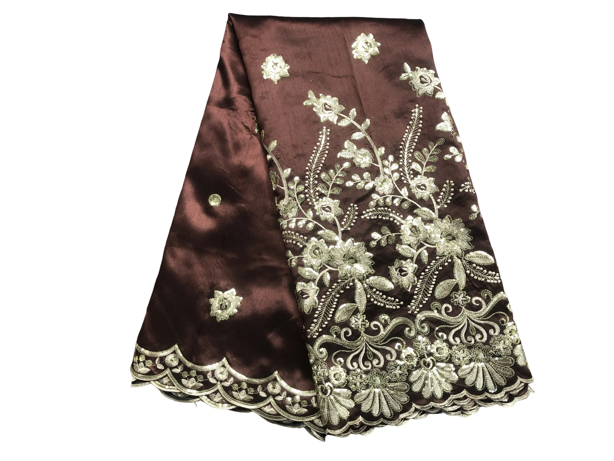 

2025 африканская ткань Джорджа, высокое качество, оранжевый, индийский, необработанный шелк, обертки Джорджа, самый популярный комплект с блузкой для свадьбы, 5 ярдов/шт.