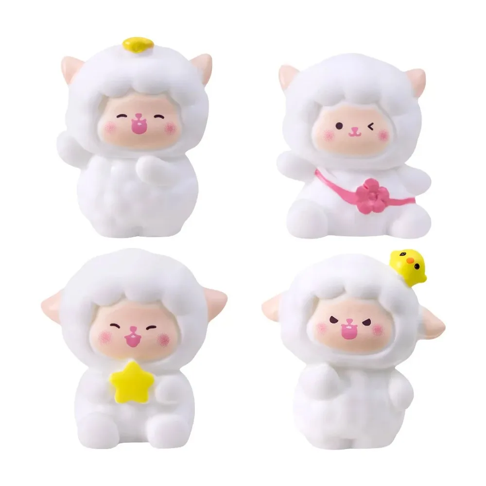 Delicacy Cartoon Cute Lamb Resin Decor Miniatures Creative White Sheep Ornaments Kawaii White Sheep Statue Decoration Home Decor