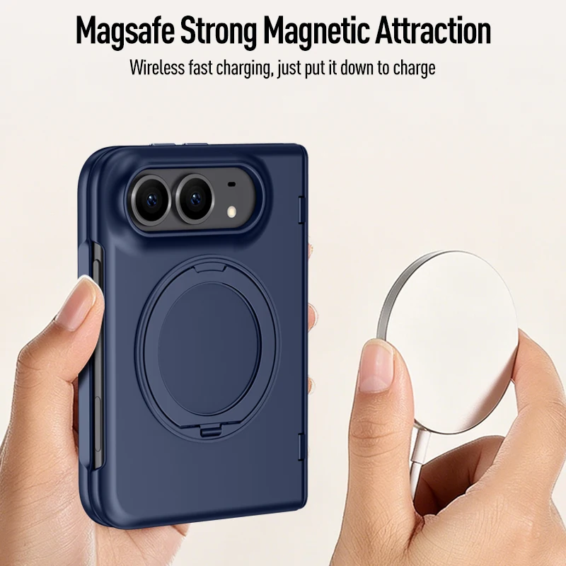 For iPhone Duo Case Skin-Friendly Magnetic Rotating Bracket Hinge With Tempered Film Shockproof Protection Cover Accessories