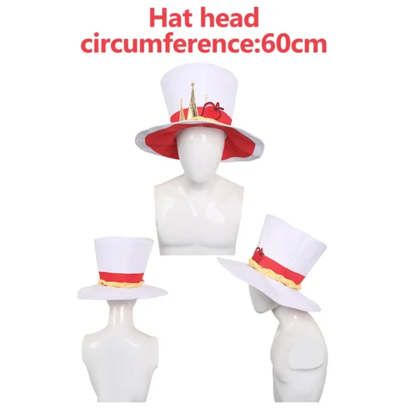 Hazzbin الكرتون فندق لوسيفر تأثيري قبعة زي اكسسوارات للجنسين قبعة بيضاء الرجال ملابس تنكرية هالوين البدلة الدعائم