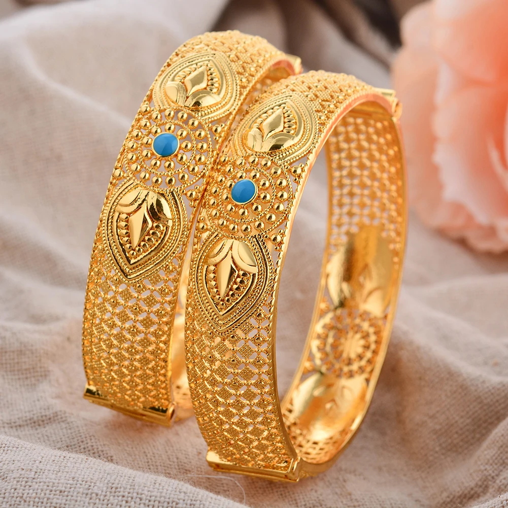 1 Stück 24K Goldfarbene Armreifen Arabische Äthiopische Nigerianische Bankett-Hochzeits-Armbänder Party-Choker Kupferschmuck Geschenke – Detail 9