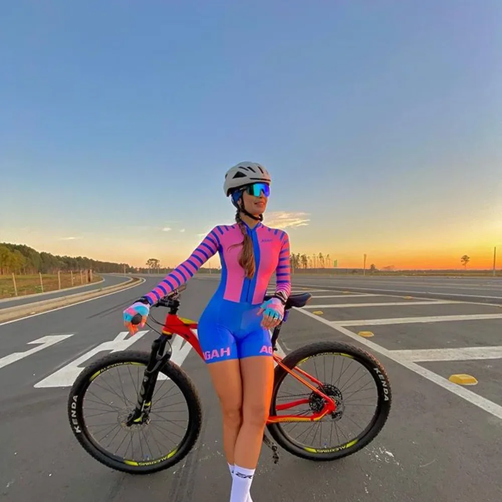 Agah Brazil Woman Monkey Summer Long Sleeve Quickdrying Triathlon One-piece Leotard Outdoor Mujer Clothing Ciclismo Feminino Kit