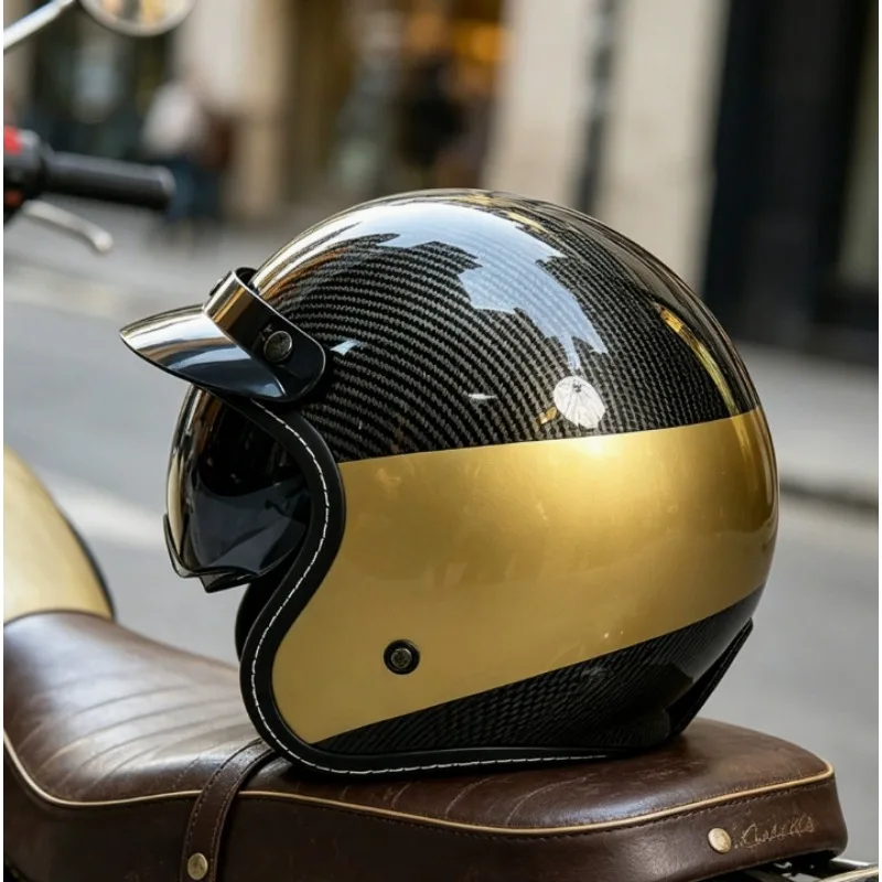 Retro Semi-open Motorcycle Helmet Cross-country Motorcycle Accessories Motorcycle Helmet 3/4 Retro Helmet in Winter Casco
