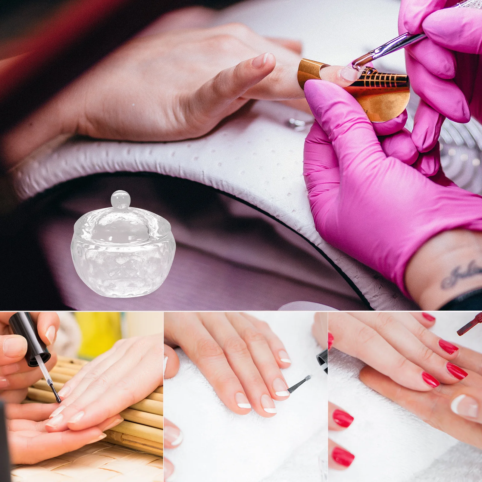 

Nail Liquid Holder Dappen Dish for Nails with Lid Glass Dishes Container Bowl Lids