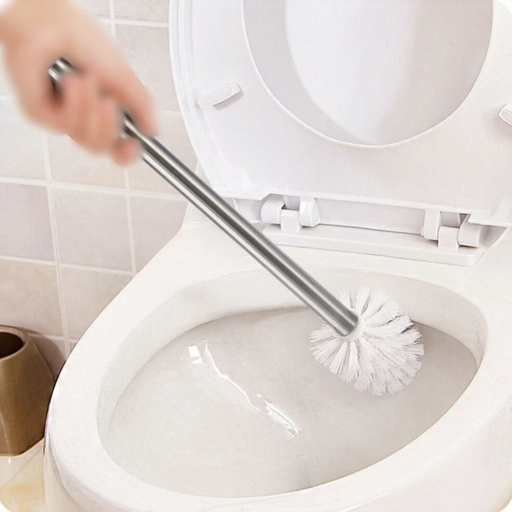 1PCS Scrubbers Toilet Brush Bathroom Head & Handle Stainless Steel Chrome Cleaning Renovated Household Products Accessories