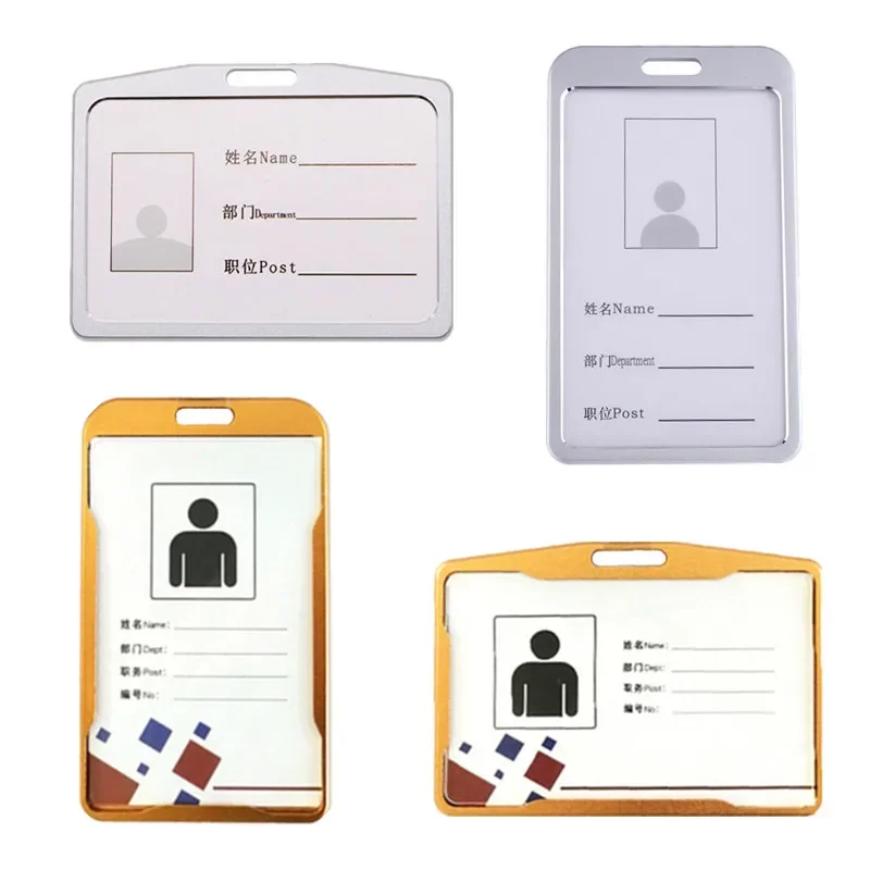 Aluminum Alloy ID Tag Name Badge Holder Workng Permit Employee\'s Pass Work Card Cover Case Metal Badge Sleeve