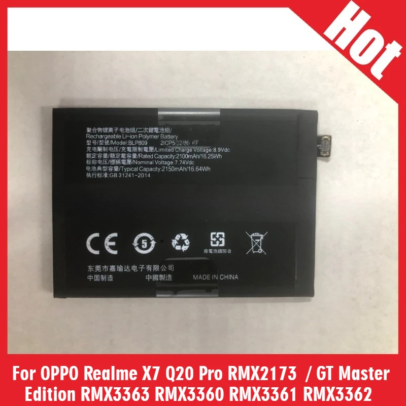 

New Battery 4300mAh BLP809 For OPPO Realme X7 Q20 Pro RMX2173 / GT Master Edition RMX3363 RMX3360 RMX3361 RMX3362