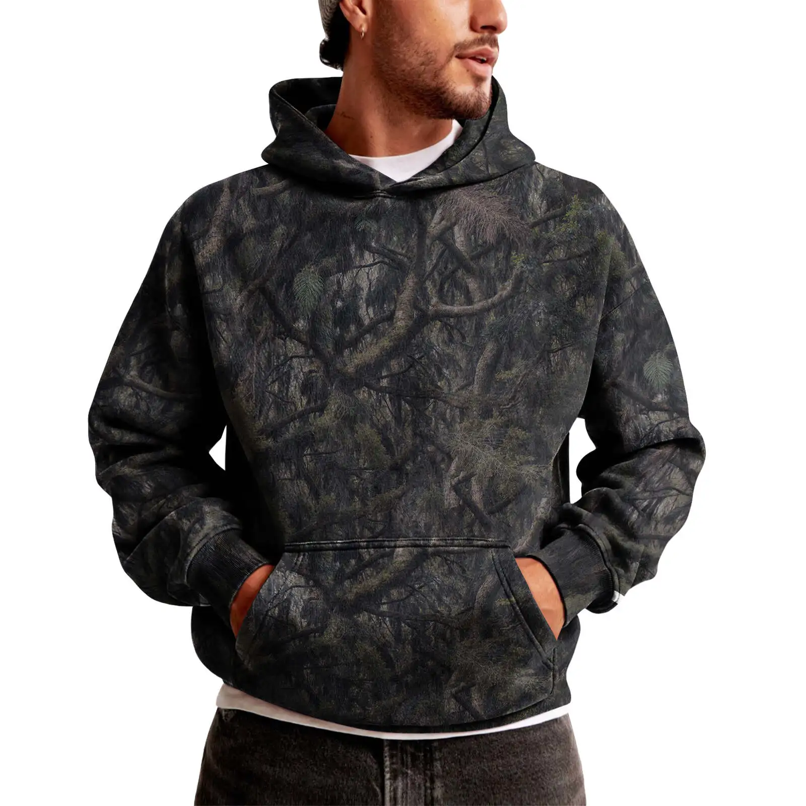 Disguise Hoodie Men Camouflage Hoodie Mens Digital Print Outdoor Leisure Tree Camouflage Hoodies Long Sleeved Hooded Sweatshirt