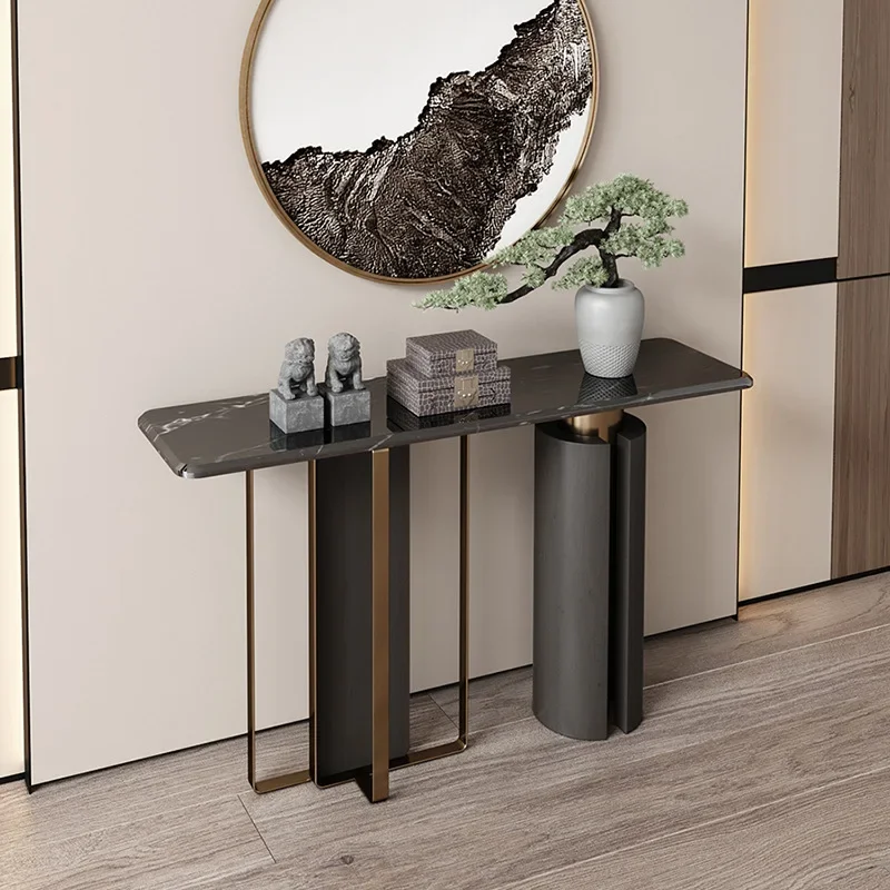 طاولة مدخل حديثة مقابل الحائط، طاولة مدخل فاخرة خفيفة للغاية، خزانة مدخل، حافظة شريطية لغرفة المعيشة، رؤية الباب