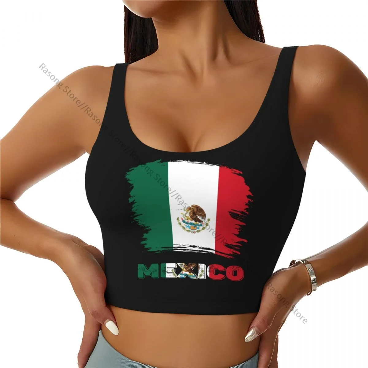 Women Sexy Sports Vest Vintage Mexico Michoacan Mexican Flag Female Streetwear Sport Lingerie Tee Crop Top