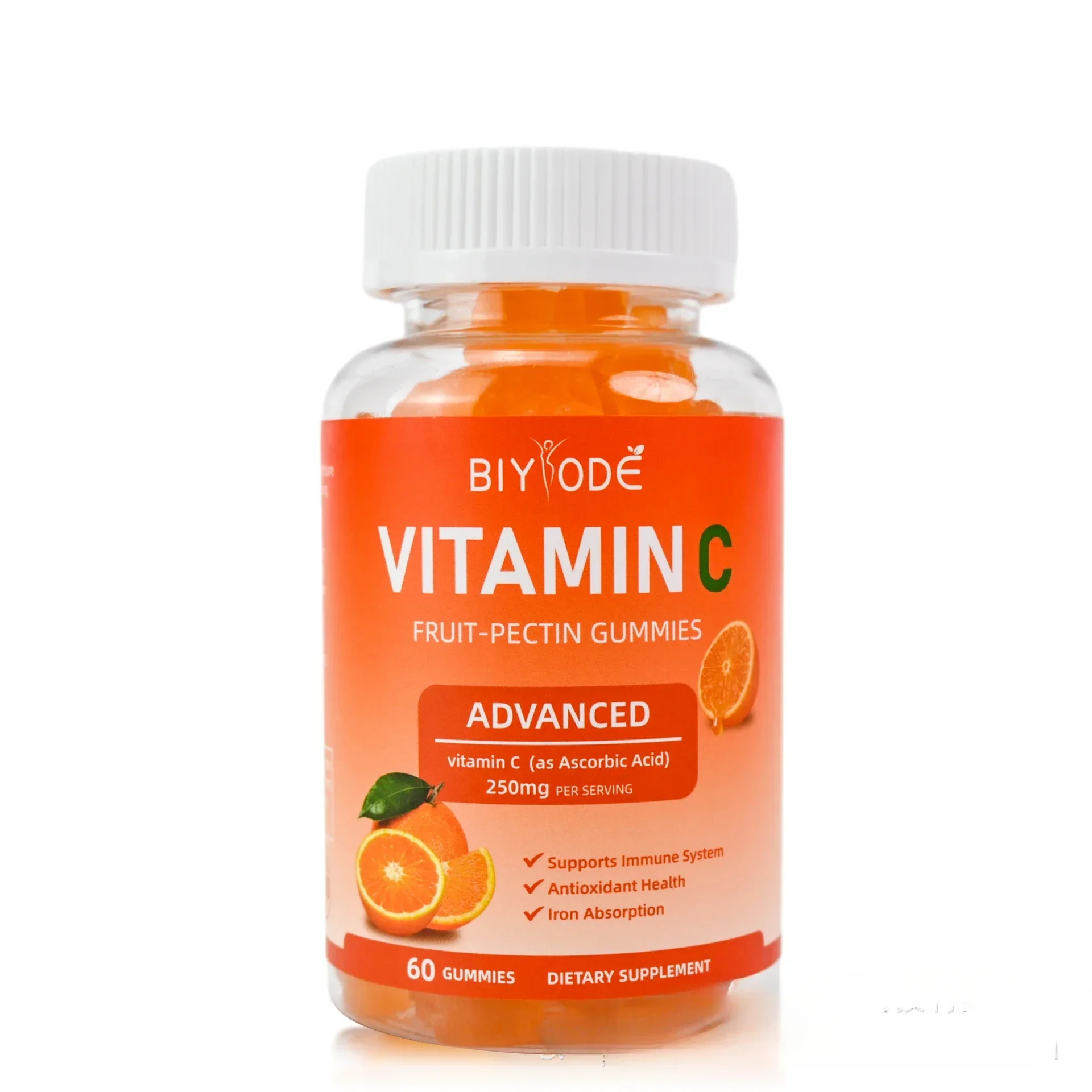 

1 bottle of orange flavored vitamin C gummies to supplement nutrition and improve immunity health food