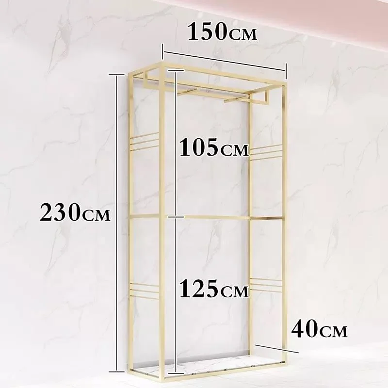 Gold Metal Clothes Display Racks para mulheres, Garment Shop, Custom, Design de moda, Loja de móveis