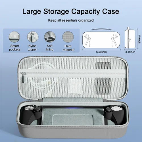 Imagen 2 del producto Accesorios 8 en 1 para PlayStation Portal: Estuche de transporte para PS5, Funda protectora de silicona, 2 protectores de pantalla y 4 empuñaduras para el pulgar