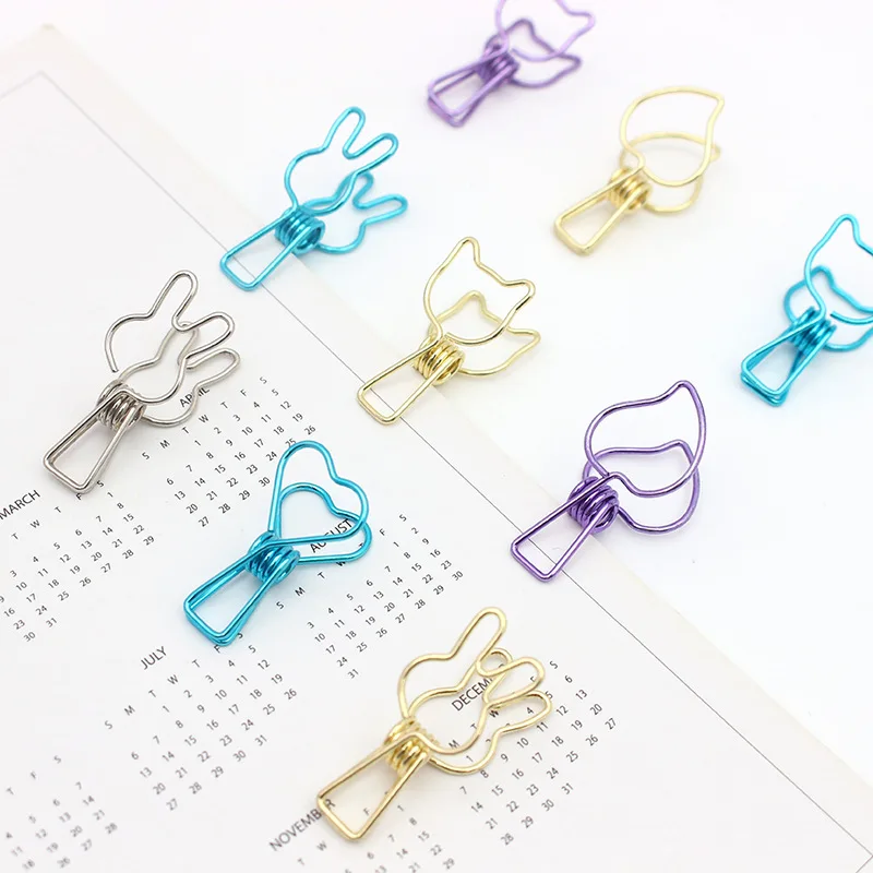 

10PCs Hollowed Out Design Metal Binder Clip Long Tail Clips Office Hand Book Folder Paper Organizer Stationery Fish Clip