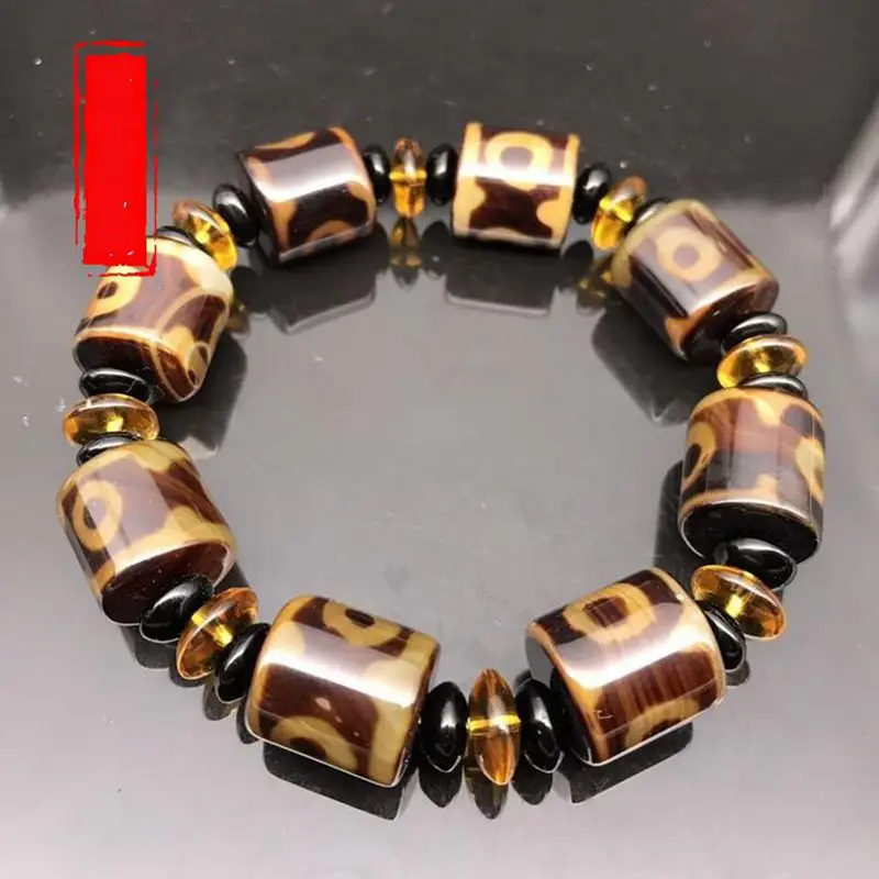 Magical Tibetan Dzi Bead Bangle Bracelet 3 Eyes Vein Amulet Bless Rosary Masont Agate Nature Gemstone