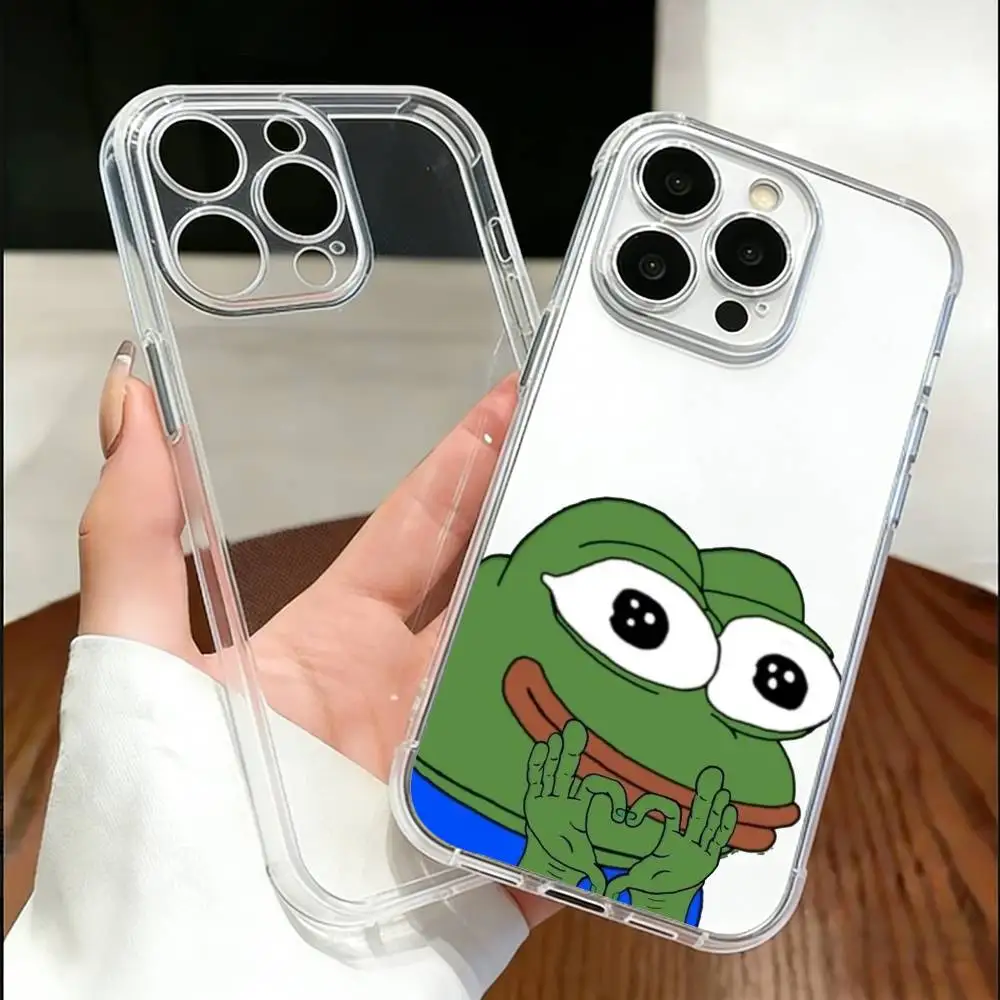 

P-Pepe The Funny Frog Phone Case For iPhone 17 16 15 14 13 12 11 Mini Pro Max Plus Transparent Cover