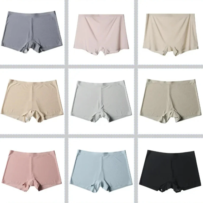 Women's Summer Safety Short Panties Ice Silk Underpant Seamless Anti-glare Ladies Pants Girl Boxer Briefs Cozy Female Underwear