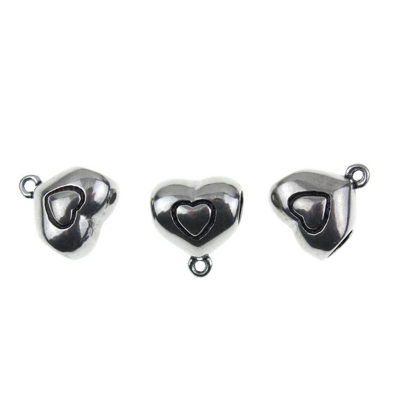 Customized DIY Bead Accessories Metal Stainless Steel Jewelry Manufacturer Peach Heart Three-Dimensional Beads Various Styles