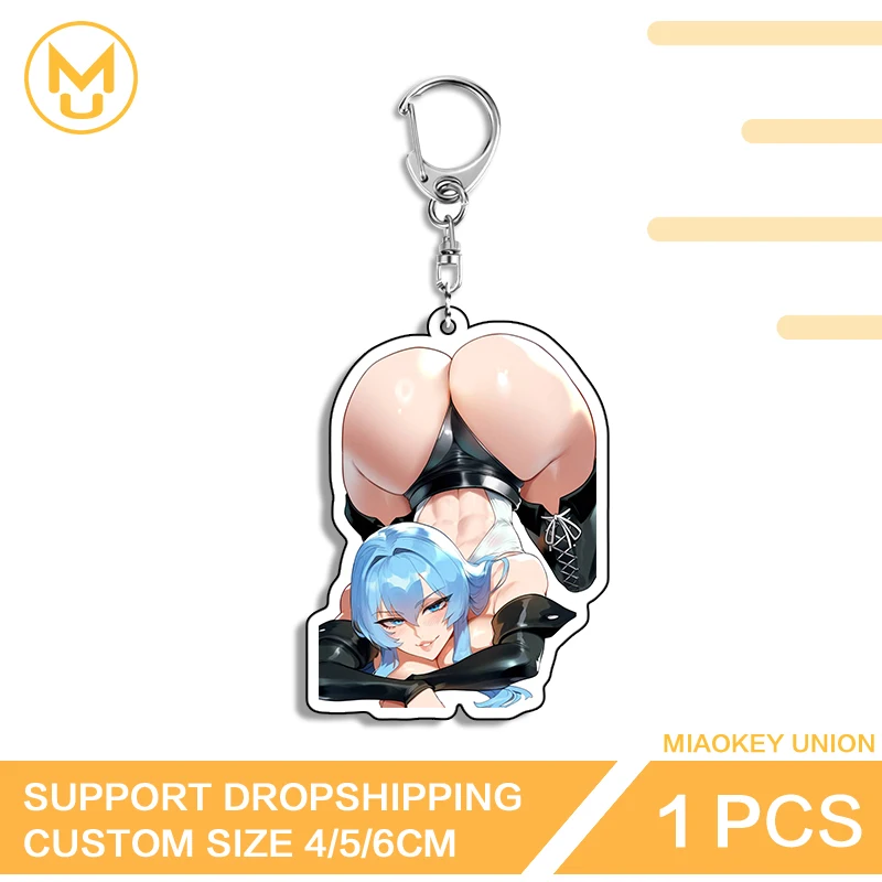 Esdeath postura propensa gran culo llavero de doble cara Venta caliente Anime Waifu producto personaje de moda decoraciones periféricas