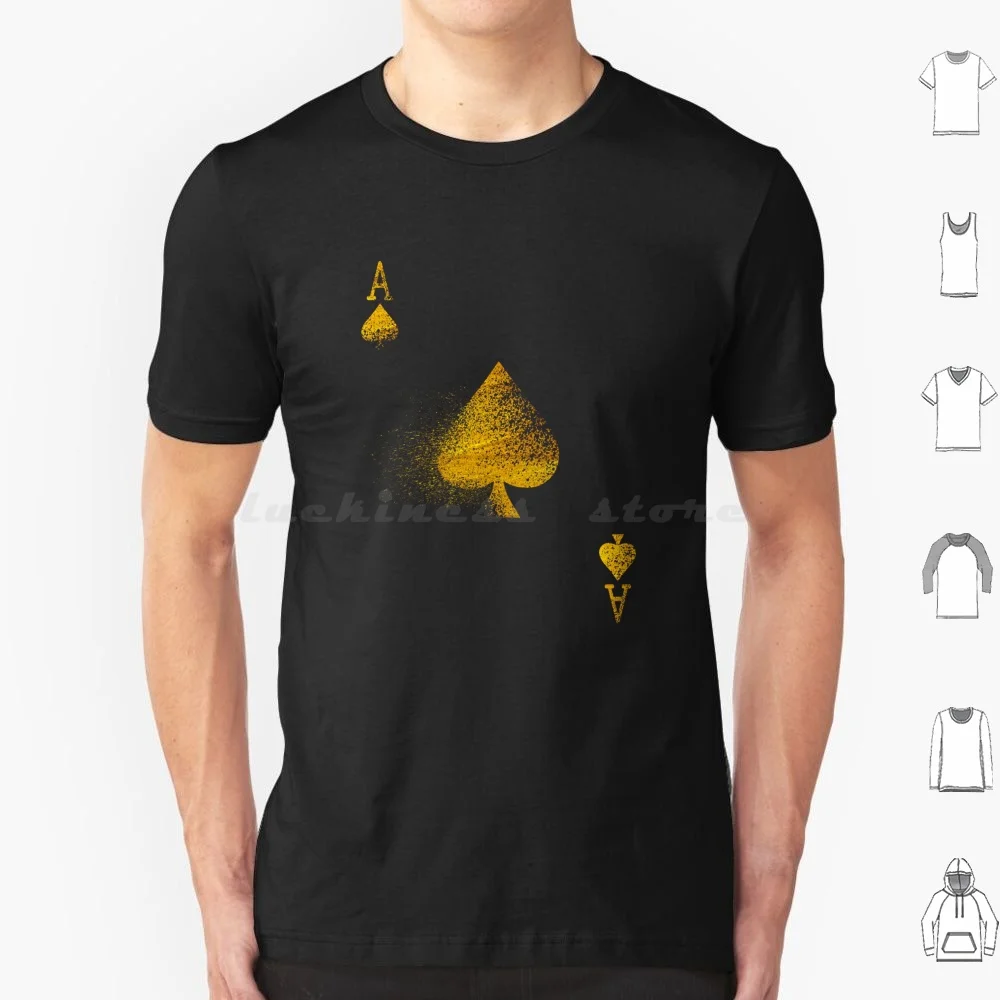 Gold T Shirt Big Size 100% Cotton Poker Spades King Joker Casino Las Vegas Black Jack Poker Star Ace Of Diamonds 8 Ball Ace