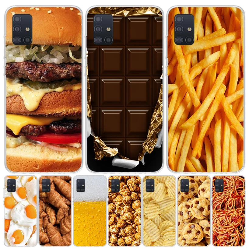 Food Fries Beer Cheese Sushi Cookie Phone Case For Samsung Galaxy A51 A41 A31 A21S A11 A01 A71 A50 A40 A30S A20E A10S A70 A6 A7