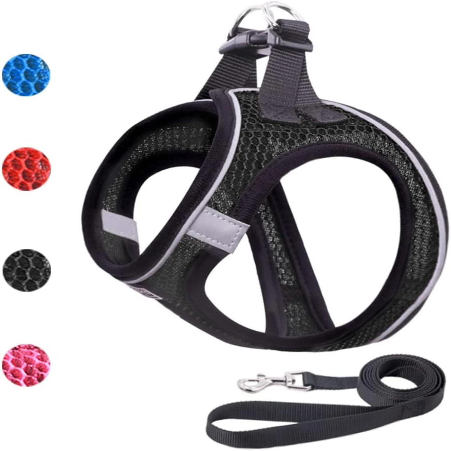 

Comfortable Lightweight Breathable Adjustable Reflective Escape Proof Dog Harness and Leash Set for Small Medium Dogs and Cats -