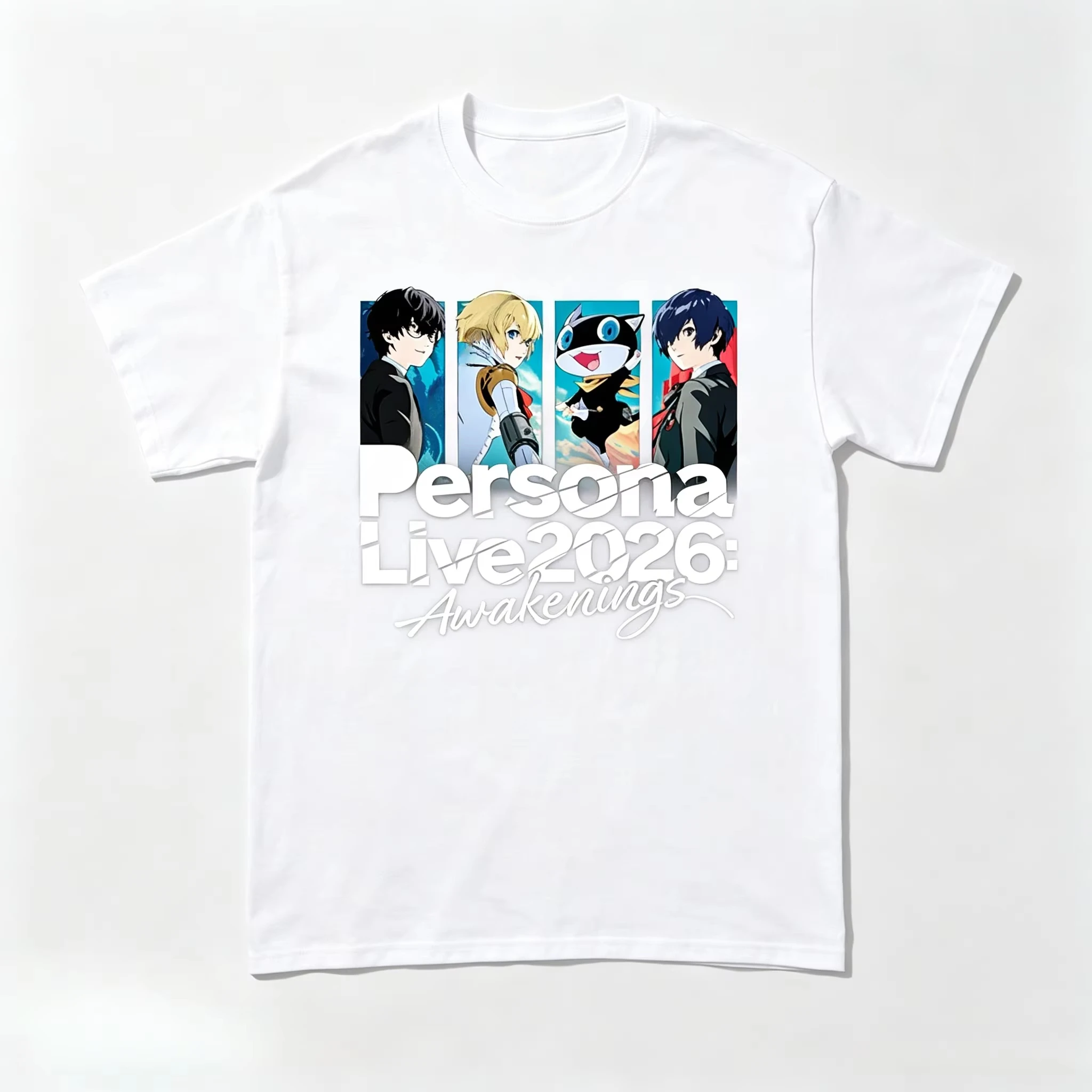 Persona Live 2026 Awakenings Graphic T‑shirt Unisex Vintage Washed Cotton P3 P5 Short Sleeve Casual Streetwear Tops