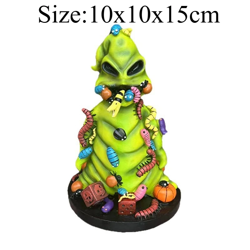 Halloween Resin Ornament, Spooky Rotting Body Style Green Big Eyed Monster Bug Figurine, Creepy Horror Animal Sculpture Decor