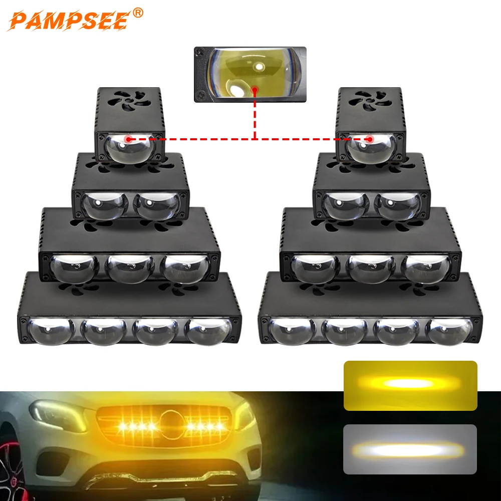 10Pair /2/3/4 Lens Car Grille Light Motorcycle Auxiliary Driving LED Headlight Truck Off-road Vehicle High Brightness Spotlights