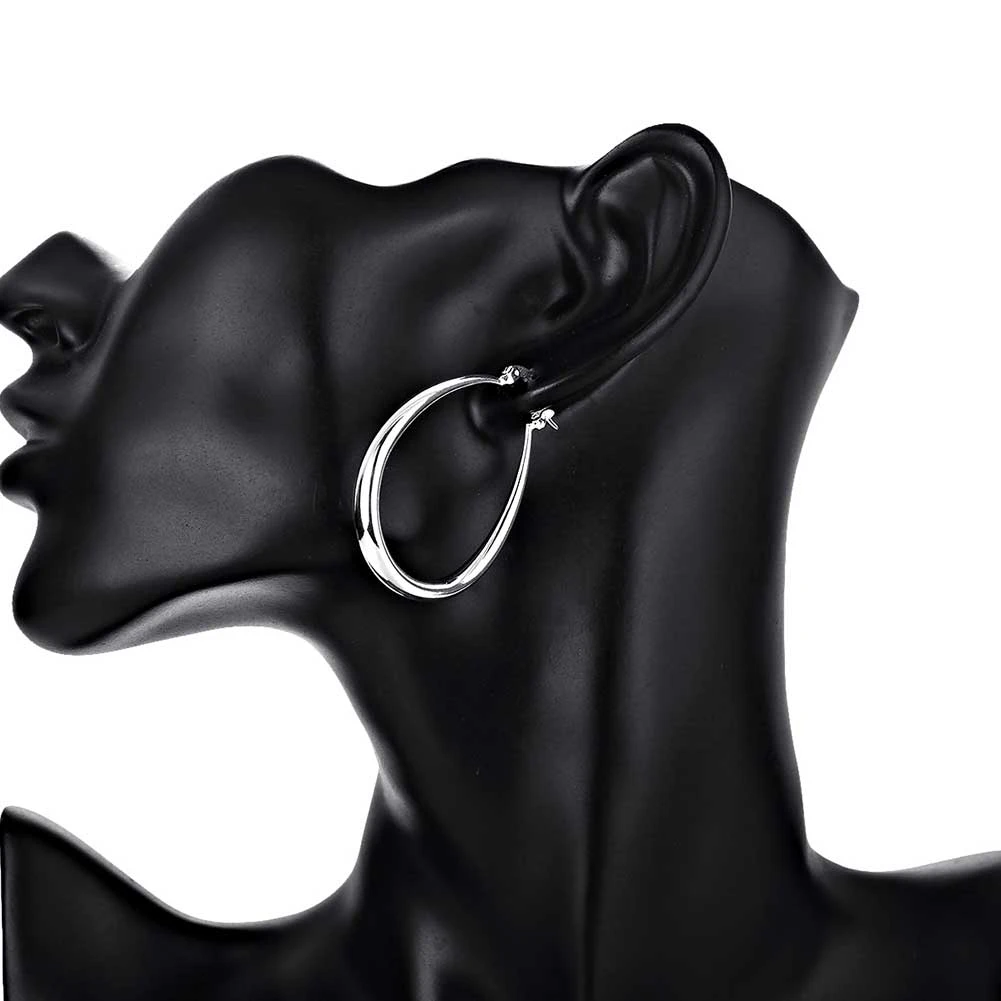 100% 41MM 925 Sterling Silver Smooth Circle Big Hoop Earrings For Women Lady Fashion Charm High Quality Wedding Jewelry Gift image 5
