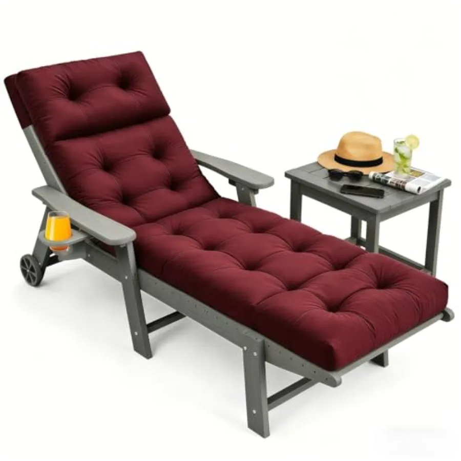 Outdoor Chaise Lounge Cushion with Ties, 74.4