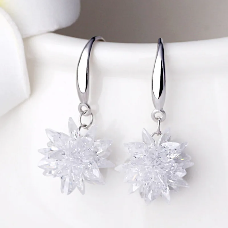 New Arrival Fashion Ice Flower 925 Silver Needle Ladies Drop Earrings Jewelry Birthday Gift Promotion Women Anti Allergy