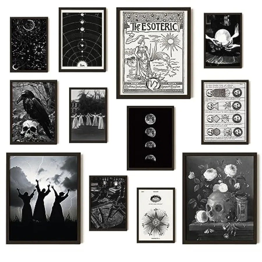 

Framed Gothic Wall Art - Vintage Gothic Decor For Home Moody Witchy Wall Decor Halloween Goth Room Decor Aesthetic Witch Pictur