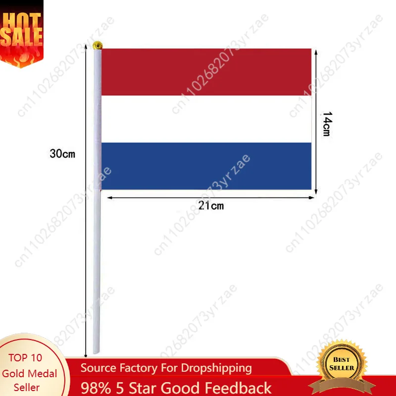 

The Netherlands Hand Waving Flags Small Mini Hand Held Flags 10 Pcs 14x21cm World Cup Sporting Event Support Handheld Flag